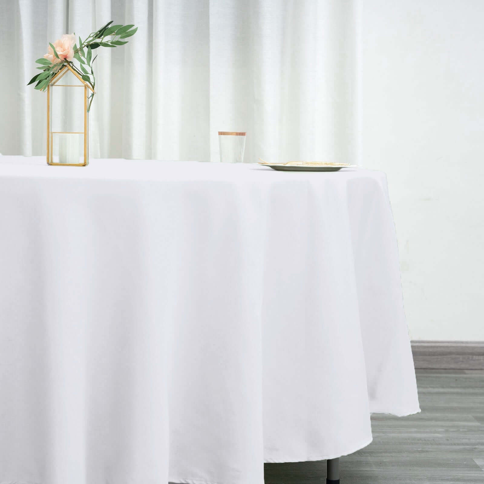 Polyester 108" Round Tablecloth White - Wrinkle - Resistant and Stylish Table Cover - Linen Luxes