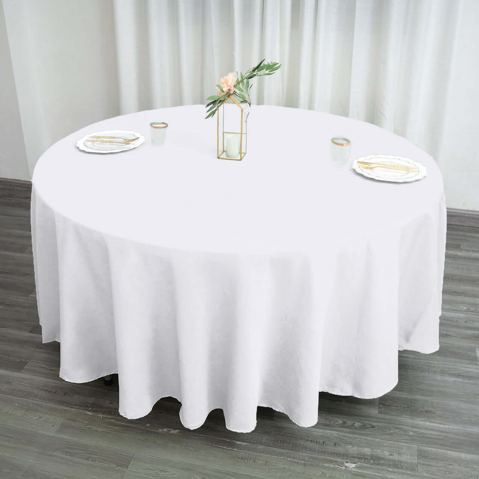 Polyester 108" Round Tablecloth White - Wrinkle - Resistant and Stylish Table Cover - Linen Luxes