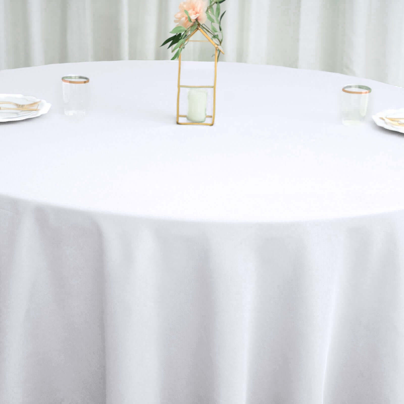 Polyester 108" Round Tablecloth White - Wrinkle - Resistant and Stylish Table Cover - Linen Luxes