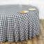 Polyester 108" Round Tablecloth White/Black - Checkered Buffalo Plaid Table Cover - Linen Luxes