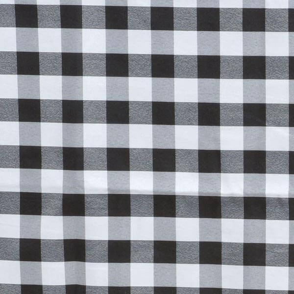Polyester 108" Round Tablecloth White/Black - Checkered Buffalo Plaid Table Cover - Linen Luxes