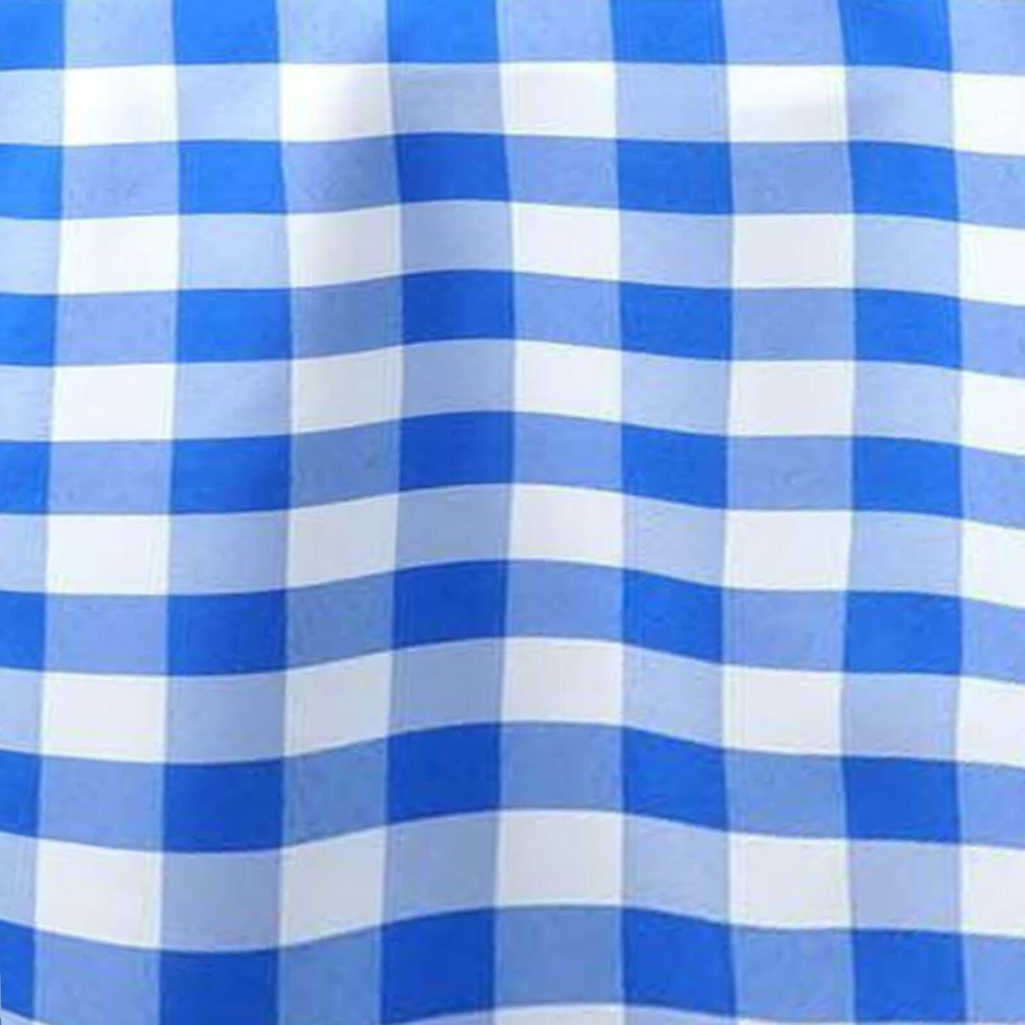 Polyester 108" Round Tablecloth White/Blue - Checkered Buffalo Plaid Table Cover - Linen Luxes