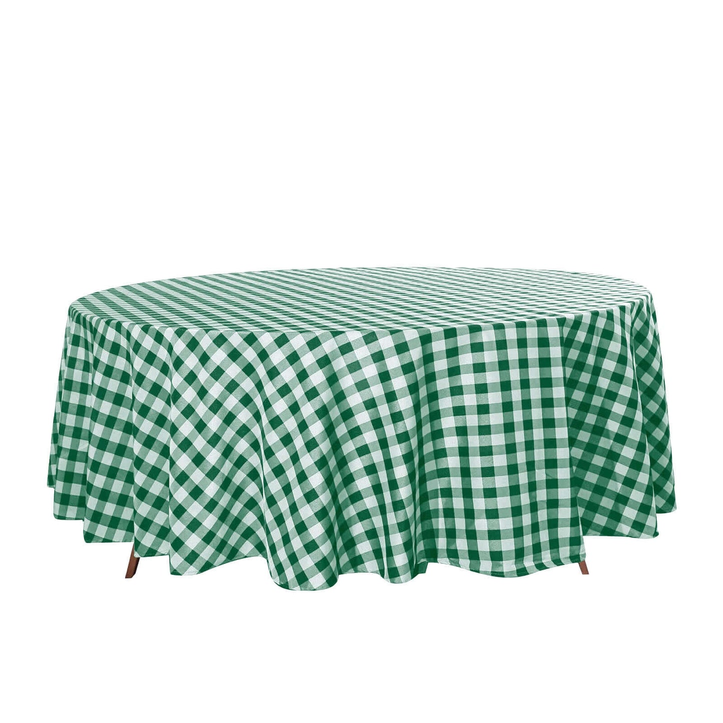 Polyester 108" Round Tablecloth White/Green - Checkered Buffalo Plaid Table Cover - Linen Luxes