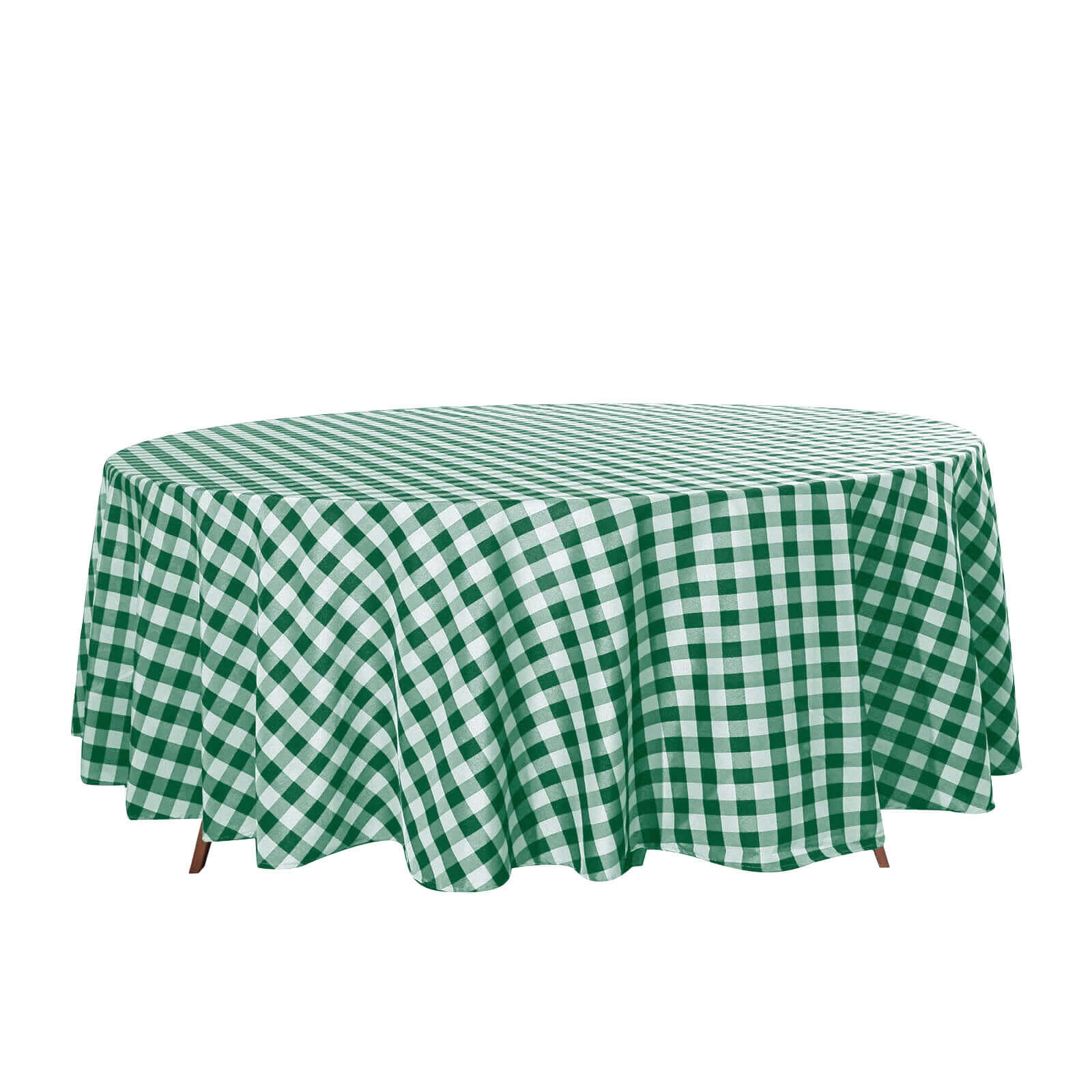 Polyester 108" Round Tablecloth White/Green - Checkered Buffalo Plaid Table Cover - Linen Luxes