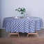 Polyester 108" Round Tablecloth White/Navy Blue - Checkered Buffalo Plaid Table Cover - Linen Luxes