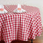 Polyester 108" Round Tablecloth White/Red - Checkered Buffalo Plaid Table Cover - Linen Luxes