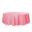 Polyester 108" Round Tablecloth White/Red - Checkered Buffalo Plaid Table Cover - Linen Luxes