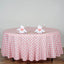 Polyester 108" Round Tablecloth White/Rose Quartz - Checkered Buffalo Plaid Design for Stylish Celebrations - Linen Luxes