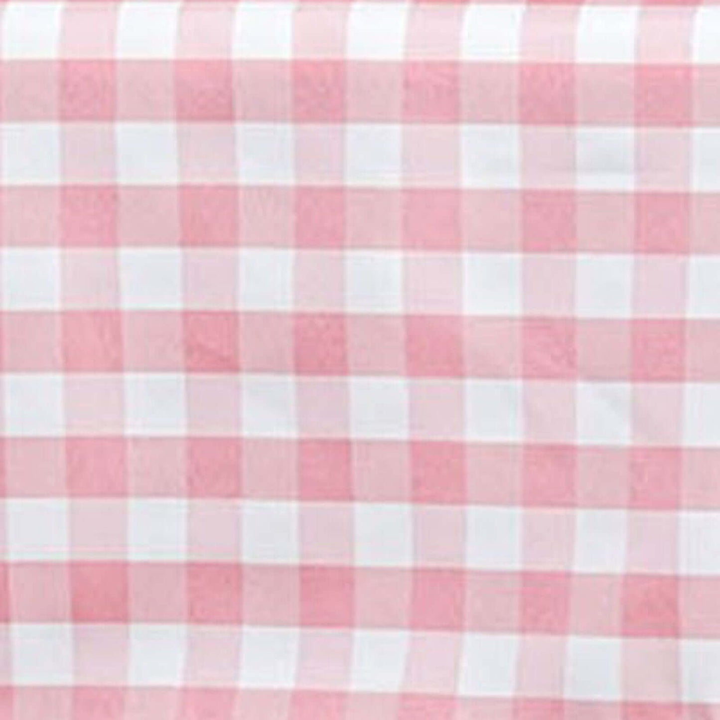 Polyester 108" Round Tablecloth White/Rose Quartz - Checkered Buffalo Plaid Design for Stylish Celebrations - Linen Luxes