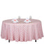 Polyester 108" Round Tablecloth White/Rose Quartz - Checkered Buffalo Plaid Design for Stylish Celebrations - Linen Luxes
