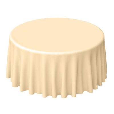 Polyester 120" Round Tablecloth Beige - Seamless Wrinkle - Resistant Table Cover - Linen Luxes