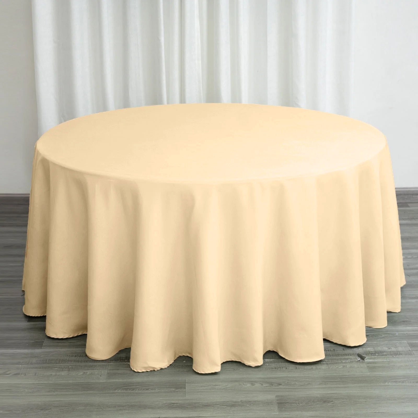 Polyester 120" Round Tablecloth Beige - Seamless Wrinkle - Resistant Table Cover - Linen Luxes