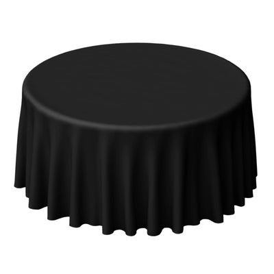 Polyester 120" Round Tablecloth Black - Seamless Wrinkle - Resistant Design for Weddings - Linen Luxes