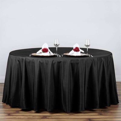 Polyester 120" Round Tablecloth Black - Seamless Wrinkle - Resistant Design for Weddings - Linen Luxes