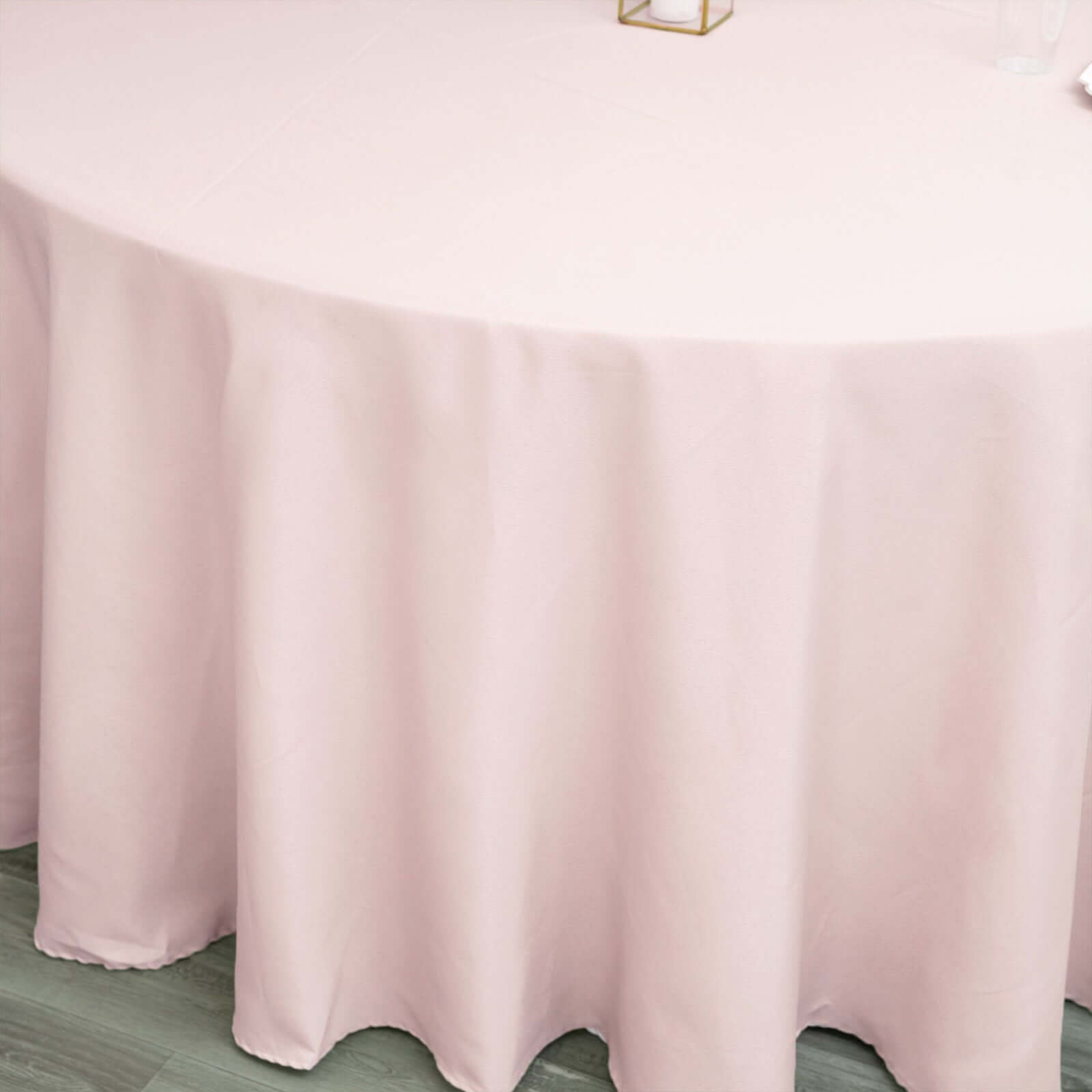 Polyester 120" Round Tablecloth Blush - Seamless Wrinkle - Resistant Table Cover - Linen Luxes