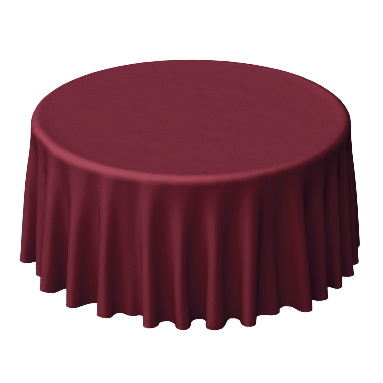 Polyester 120" Round Tablecloth Burgundy - Seamless Wrinkle - Resistant Table Cover - Linen Luxes