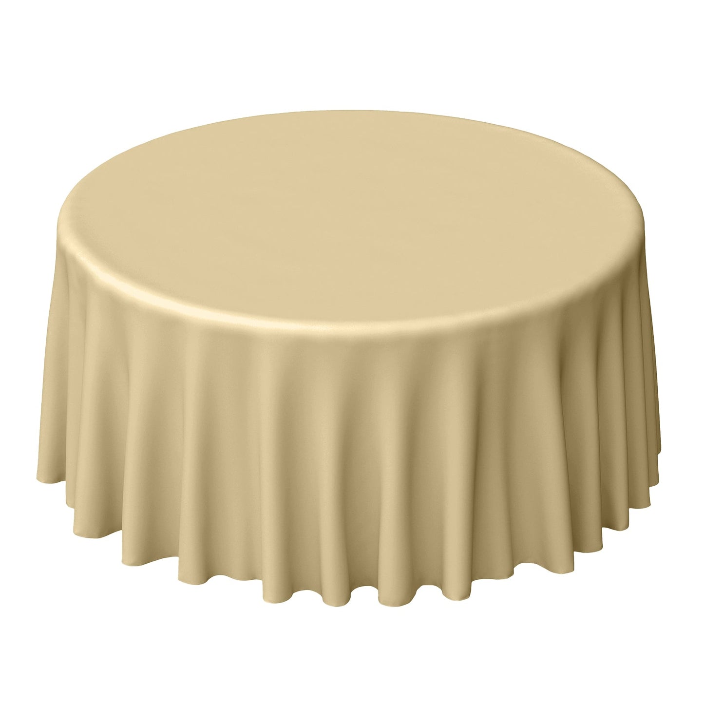 Polyester 120" Round Tablecloth Champagne - Seamless Wrinkle - Resistant Table Cover - Linen Luxes