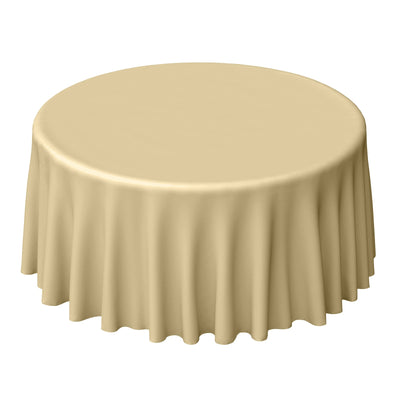 Polyester 120" Round Tablecloth Champagne - Seamless Wrinkle - Resistant Table Cover - Linen Luxes