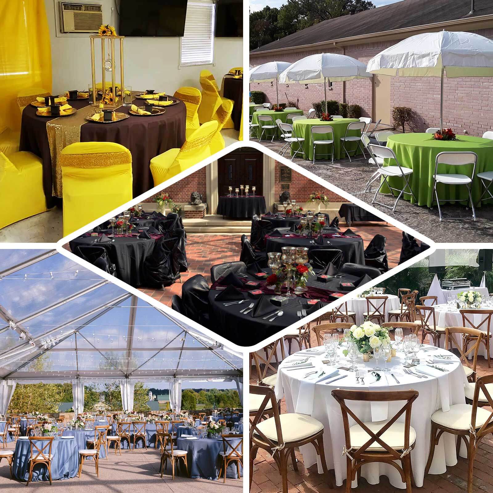 Polyester 120" Round Tablecloth Champagne - Seamless Wrinkle - Resistant Table Cover - Linen Luxes