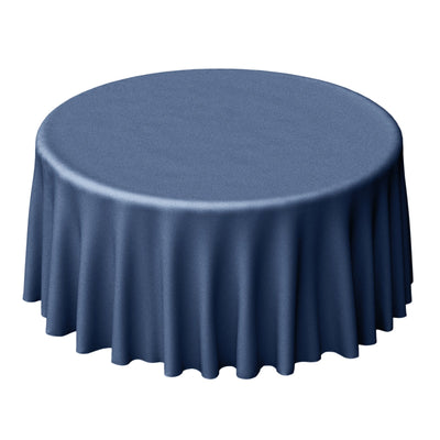 Polyester 120" Round Tablecloth Dark Denim Blue - Seamless Faux Denim Design for Stylish Gatherings - Linen Luxes