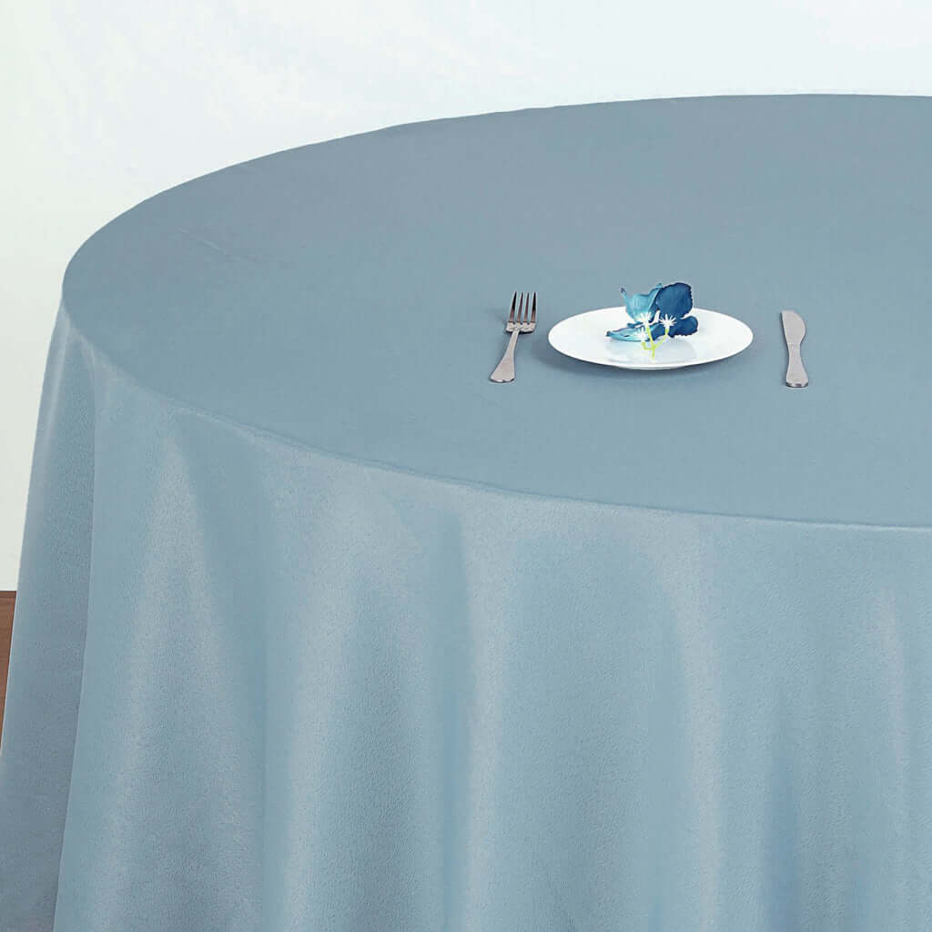 Polyester 120" Round Tablecloth Dusty Blue - Seamless Wrinkle - Resistant Table Cover - Linen Luxes