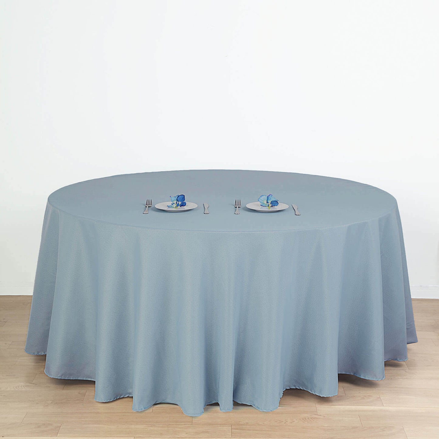 Polyester 120" Round Tablecloth Dusty Blue - Seamless Wrinkle - Resistant Table Cover - Linen Luxes