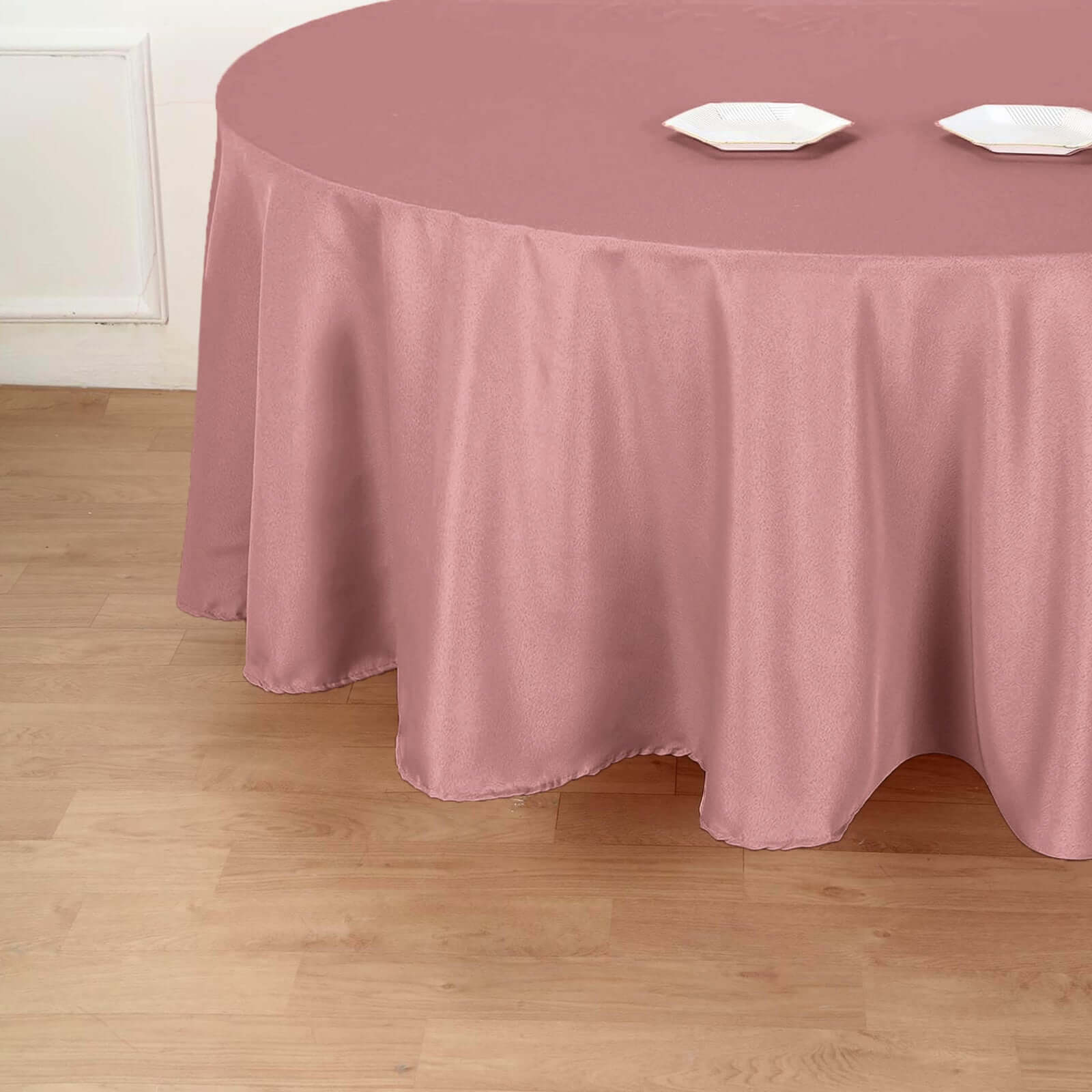 Polyester 120" Round Tablecloth Dusty Rose - Seamless Wrinkle - Resistant Table Cover - Linen Luxes
