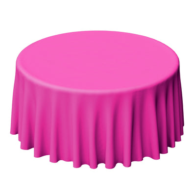 Polyester 120" Round Tablecloth Fuchsia - Seamless Wrinkle - Resistant Table Cover - Linen Luxes