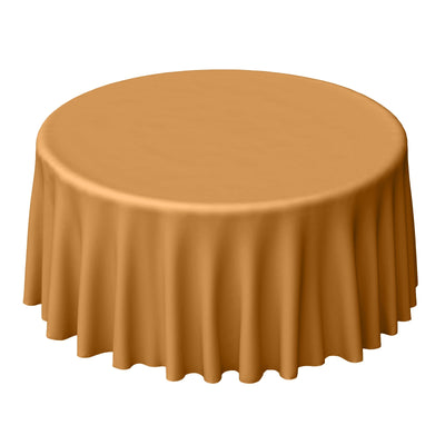 Polyester 120" Round Tablecloth Gold - Seamless Wrinkle - Resistant Design for Weddings - Linen Luxes