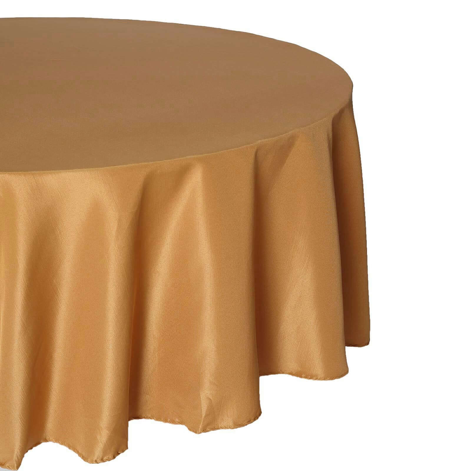 Polyester 120" Round Tablecloth Gold - Seamless Wrinkle - Resistant Design for Weddings - Linen Luxes