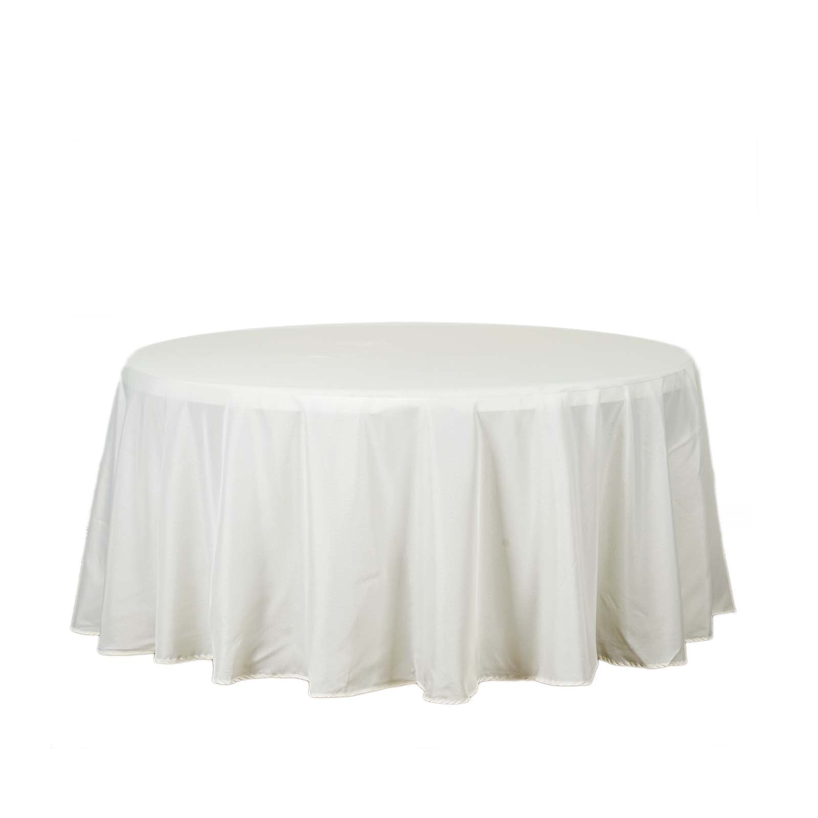 Polyester 120" Round Tablecloth Ivory - Seamless Wrinkle - Resistant Table Cover - Linen Luxes