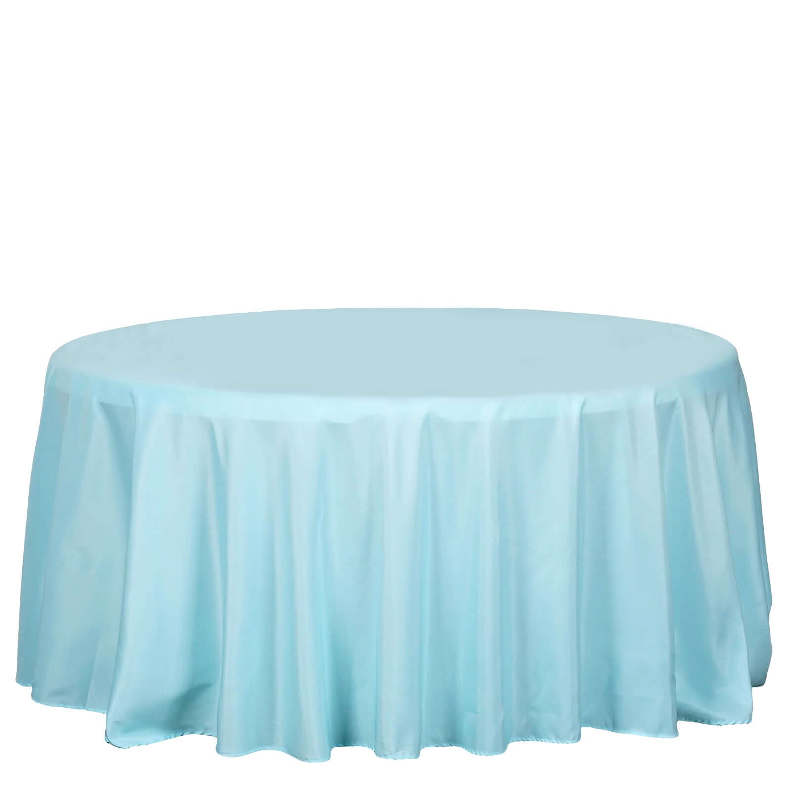 Polyester 120" Round Tablecloth Light Blue - Seamless Wrinkle - Resistant Table Cover - Linen Luxes