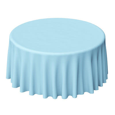Polyester 120" Round Tablecloth Light Blue - Seamless Wrinkle - Resistant Table Cover - Linen Luxes