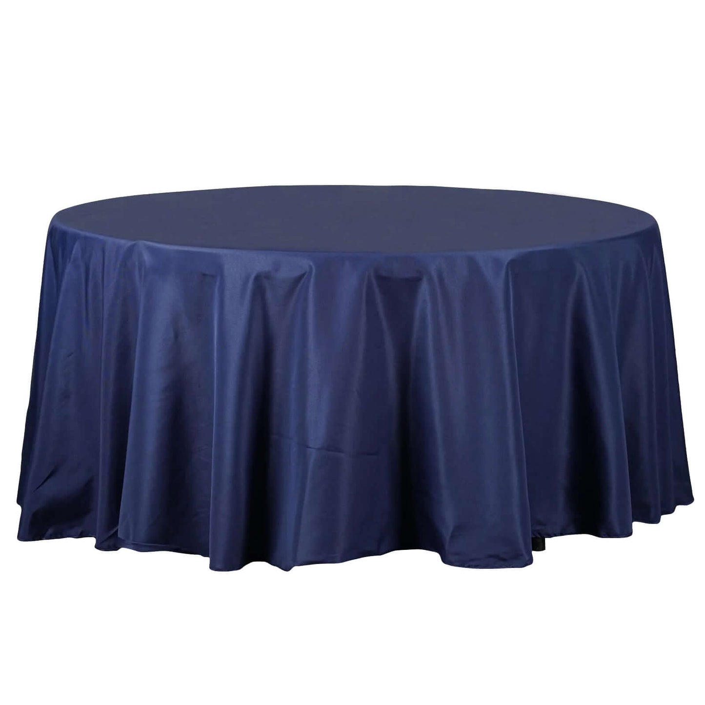 Polyester 120" Round Tablecloth Navy Blue - Seamless Wrinkle - Resistant Table Cover - Linen Luxes