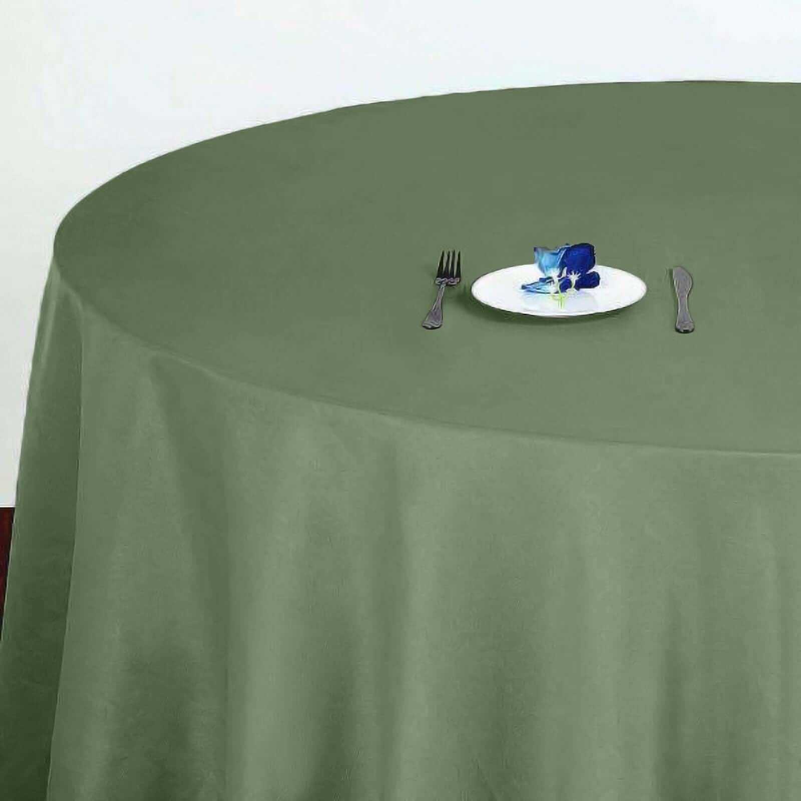 Polyester 120" Round Tablecloth Olive Green - Seamless Wrinkle - Resistant Table Cover - Linen Luxes