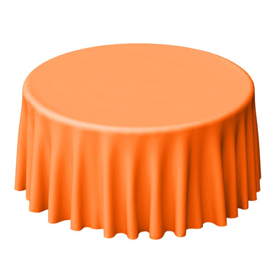 Polyester 120" Round Tablecloth Orange - Seamless Wrinkle - Resistant Table Cover - Linen Luxes
