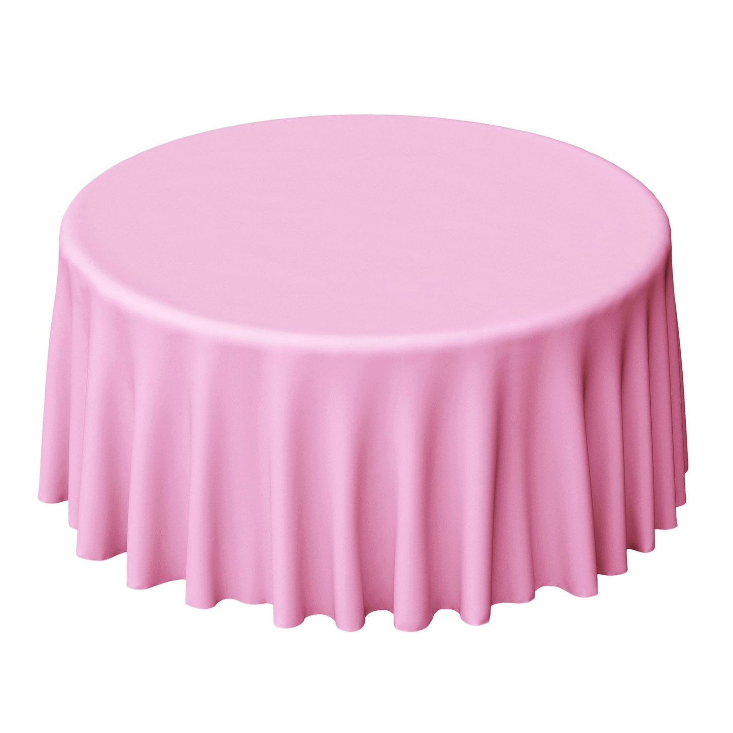 Polyester 120" Round Tablecloth Pink - Seamless Wrinkle - Resistant Table Cover - Linen Luxes
