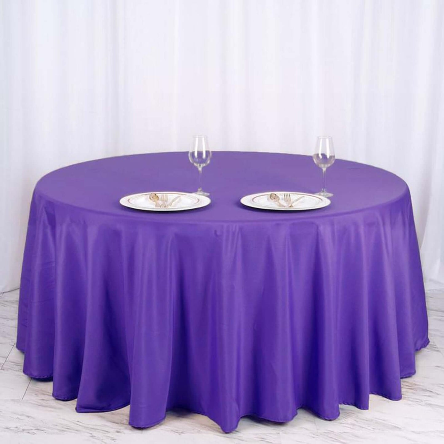 Polyester 120" Round Tablecloth Purple - Seamless Wrinkle - Resistant Table Cover - Linen Luxes