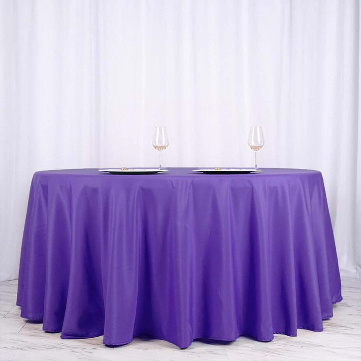 Polyester 120" Round Tablecloth Purple - Seamless Wrinkle - Resistant Table Cover - Linen Luxes
