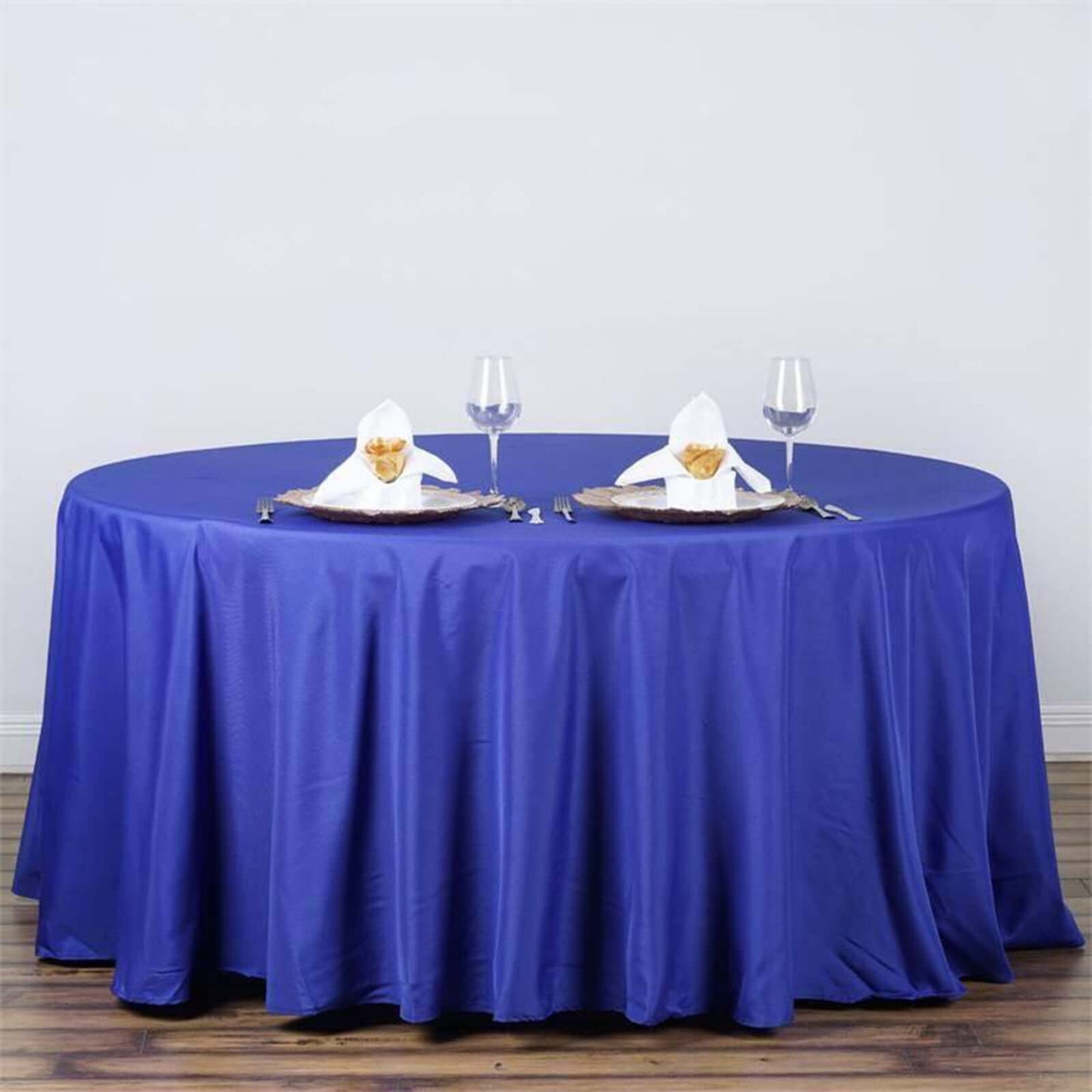 Polyester 120" Round Tablecloth Royal Blue - Seamless Wrinkle - Resistant Table Cover - Linen Luxes