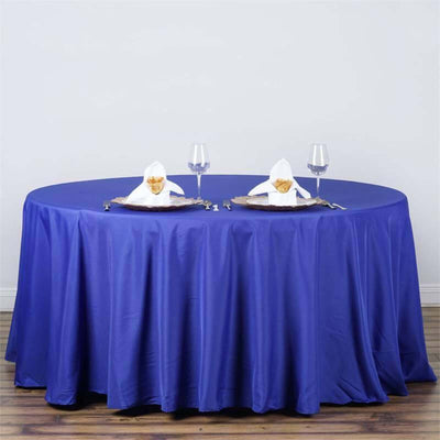 Polyester 120" Round Tablecloth Royal Blue - Seamless Wrinkle - Resistant Table Cover - Linen Luxes
