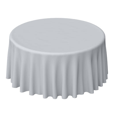 Polyester 120" Round Tablecloth Silver - Seamless Wrinkle - Resistant Table Cover - Linen Luxes