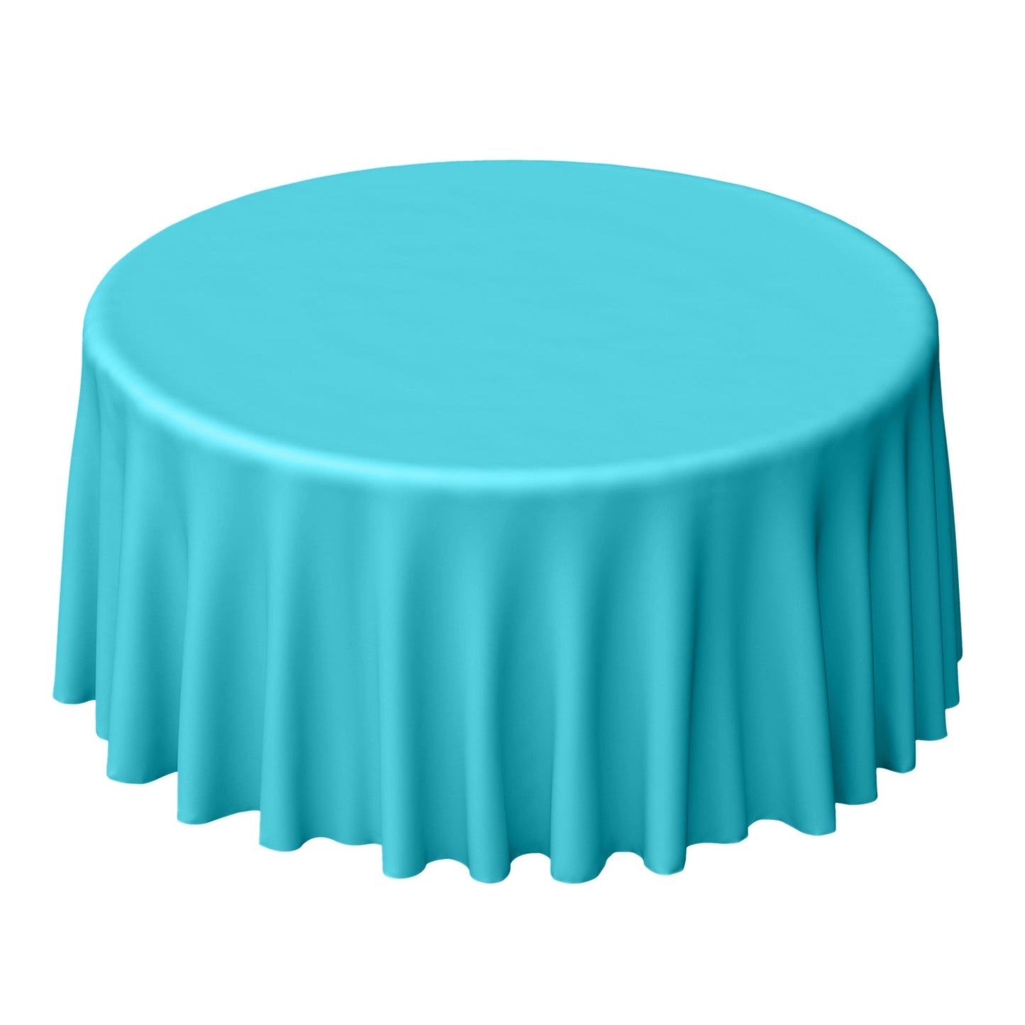 Polyester 120" Round Tablecloth Turquoise - Seamless Wrinkle - Resistant Table Cover - Linen Luxes