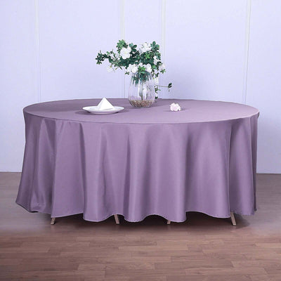 Polyester 120" Round Tablecloth Violet Amethyst - Seamless Wrinkle - Resistant Table Cover - Linen Luxes