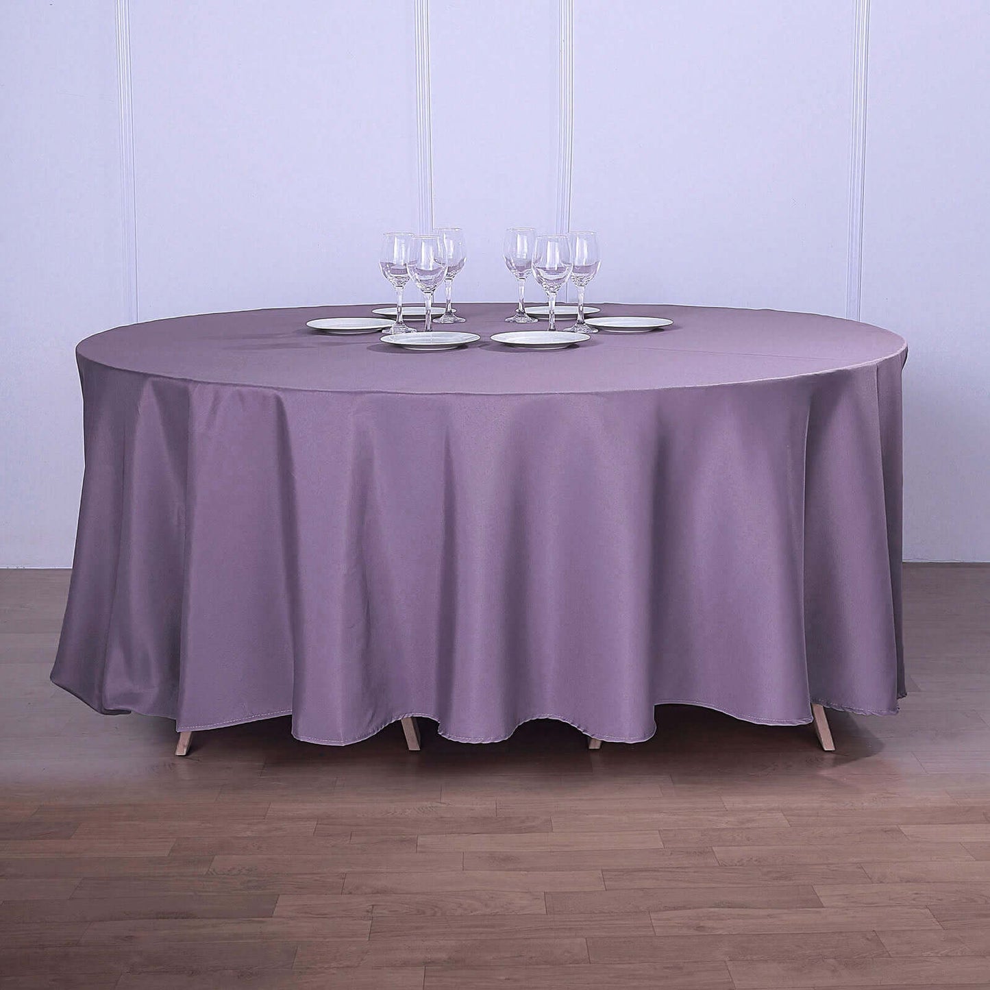 Polyester 120" Round Tablecloth Violet Amethyst - Seamless Wrinkle - Resistant Table Cover - Linen Luxes
