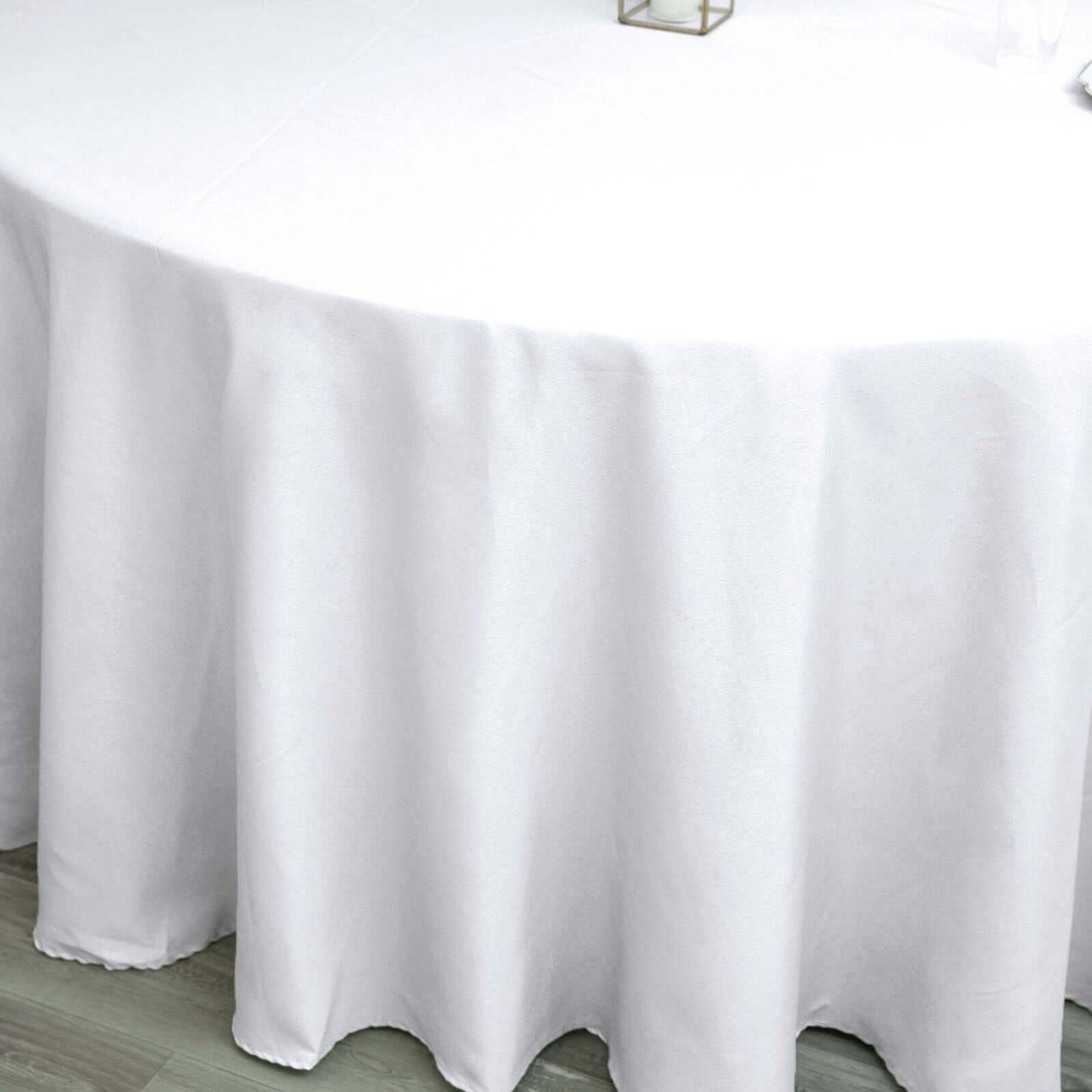 Polyester 120" Round Tablecloth White - Seamless Wrinkle - Resistant Design for Weddings - Linen Luxes