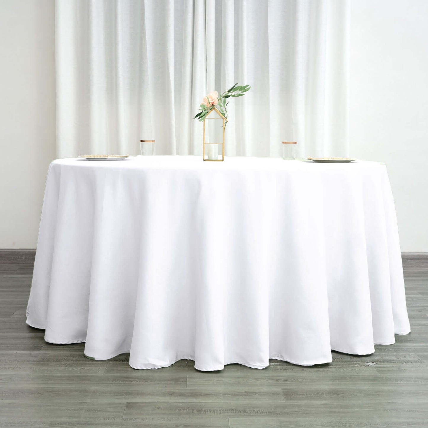 Polyester 120" Round Tablecloth White - Seamless Wrinkle - Resistant Design for Weddings - Linen Luxes