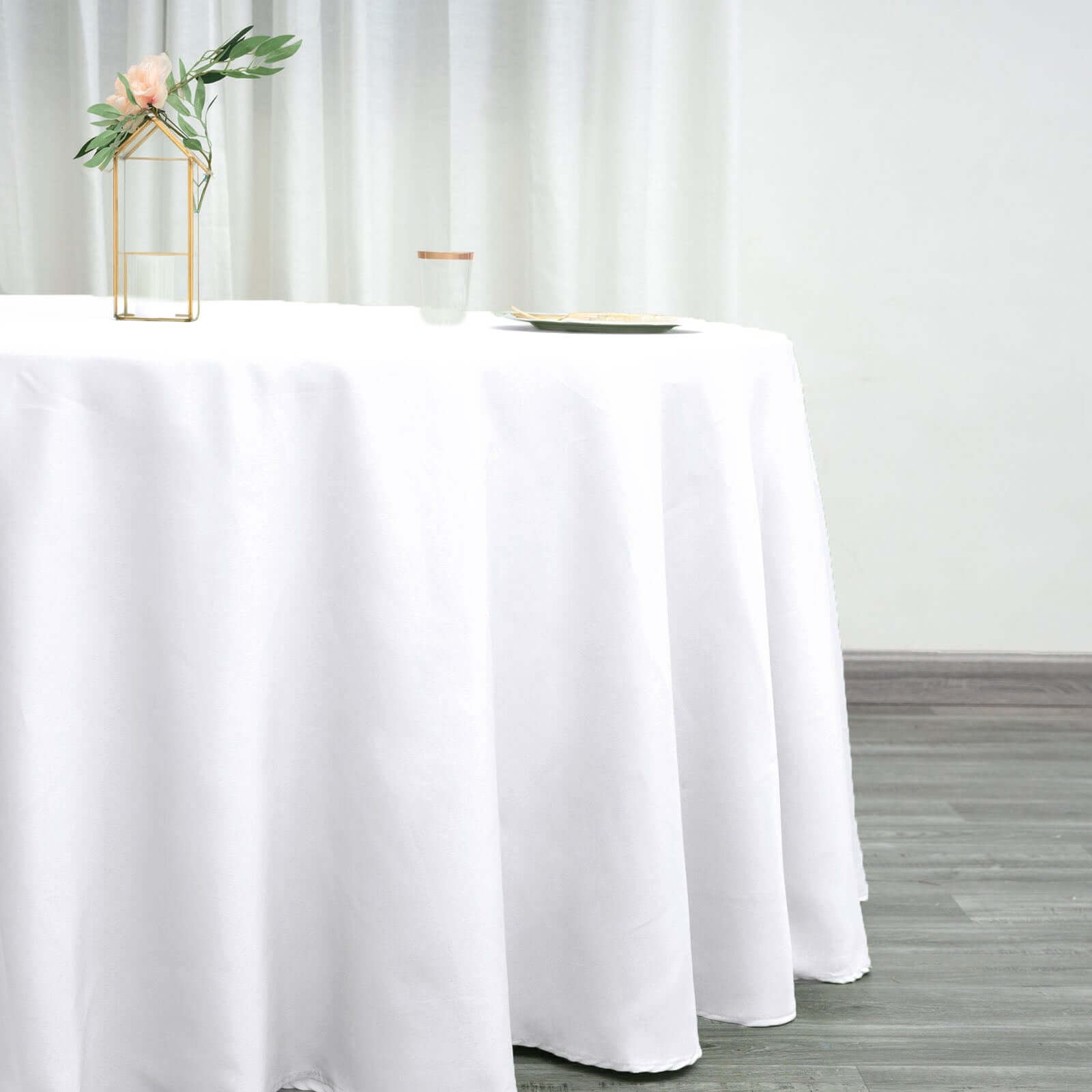 Polyester 120" Round Tablecloth White - Seamless Wrinkle - Resistant Design for Weddings - Linen Luxes