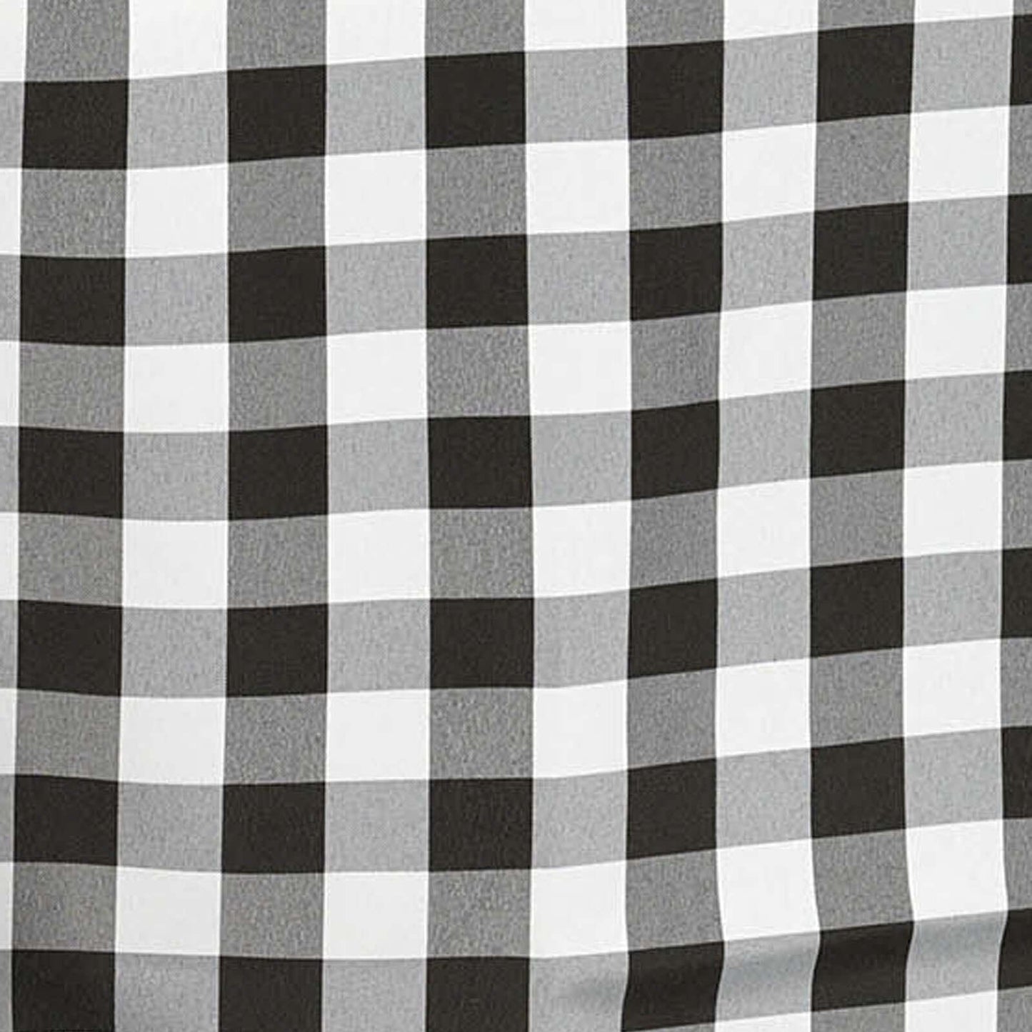 Polyester 120" Round Tablecloth White/Black Seamless - Checkered Buffalo Plaid Design for Stylish Celebrations - Linen Luxes