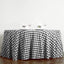 Polyester 120" Round Tablecloth White/Black Seamless - Checkered Buffalo Plaid Design for Stylish Celebrations - Linen Luxes